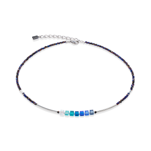 Coeur de Lion, Halskette Cube Story Minimalistic Sparkling blau, 5027/10-0700