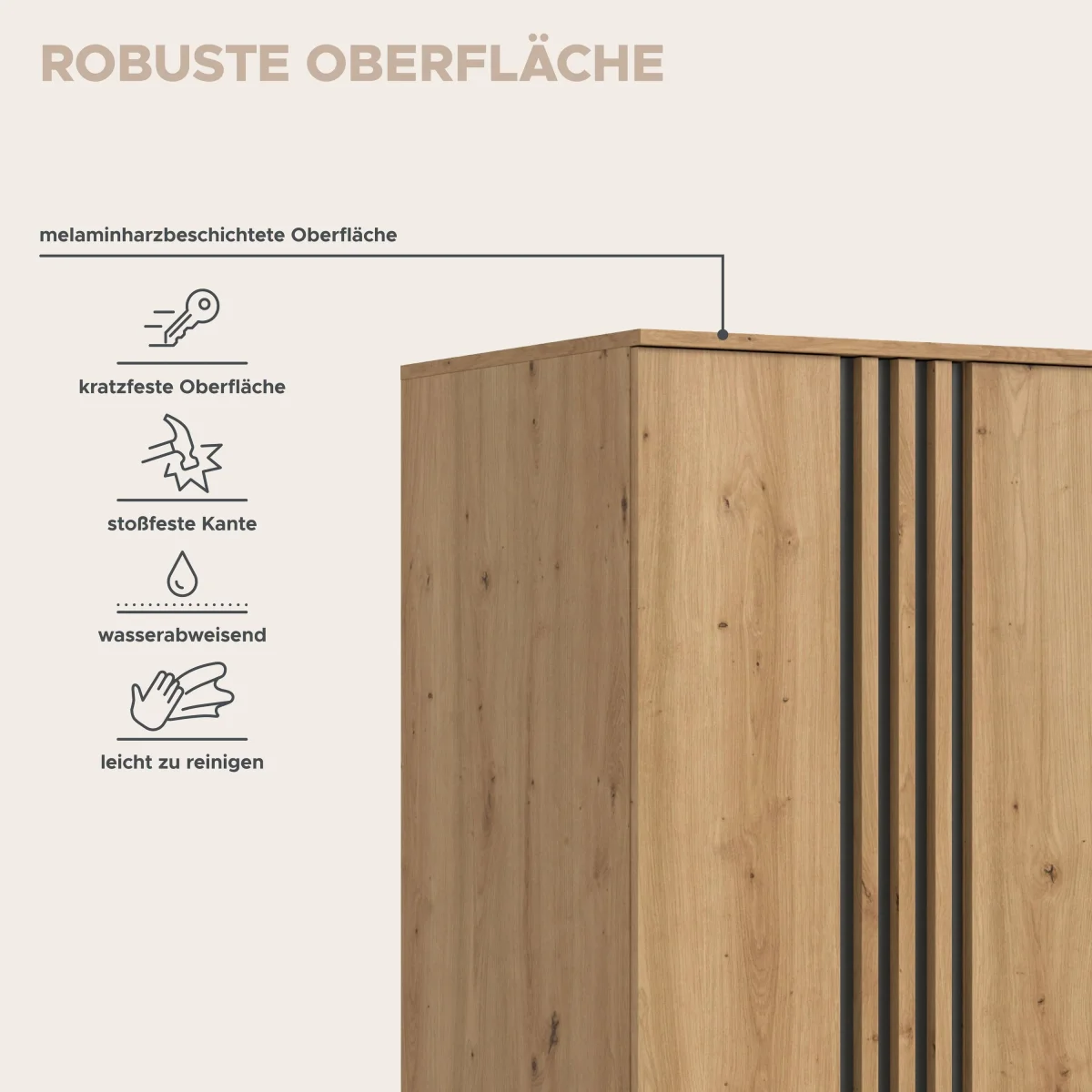 Homes & Jones Kleiderschrank 3-tlg., Schlafzimmerschrank 3x je 80 cm breit, 240 cm – Bild 8